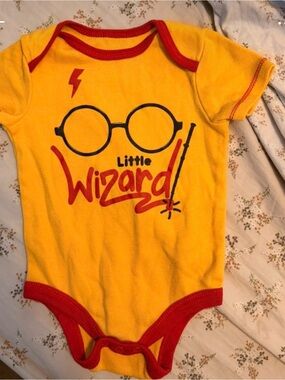 Little Wizard Yellow & Red Baby One-Piece